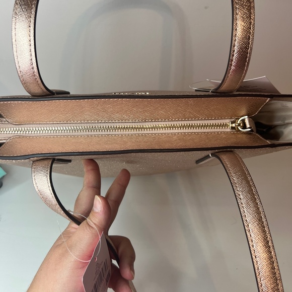 NWT Kate Spade Tinsel Glitter Fabric Shoulder Tote Bag K9338 Rose Gold - Picture 10 of 15